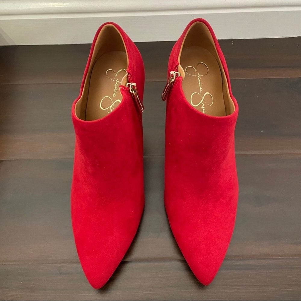 Jessica Simpson red suede ankle boots size 6 1/2 brand new